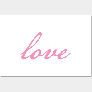 Love Minimal Typography Pink Script Posters and Art